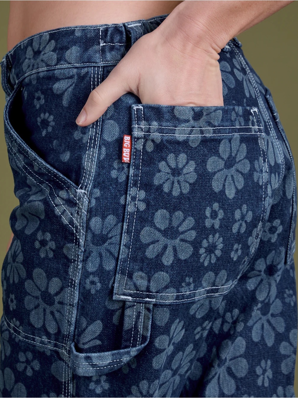 Big Bud Press lazy daisy mid rise carpenter jeans